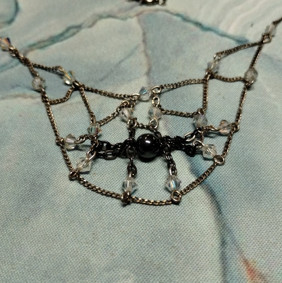 925 Vintage Spider Web Necklace - Picture 4 of 7